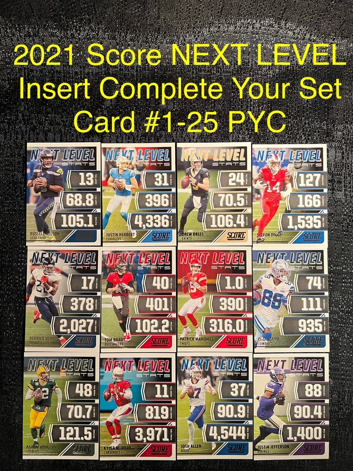 2021 SCORE FOOTBALL NEXT LEVEL INSERT CARD YOU PICK #1-25 COMPLETE YOUR SET PYC - Image 1 of 1