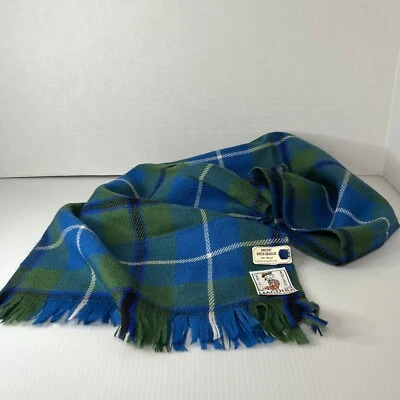 Cachecol de lã vintage MacDhui da Escócia verde antigo Douglas 12x54 polegadas novo com etiquetas - Imagem 1 de 4