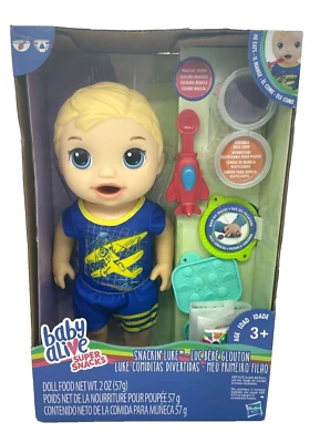 Hasbro Baby Alive Super Snacks Snackin' Luke Muñeca Cabello Rubio Accesorios de Comida Foto 1 de 4
