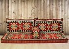Kilim Patterned Floor Cushion Corner Sofa Set, Bohemian Oriental Seating Covers