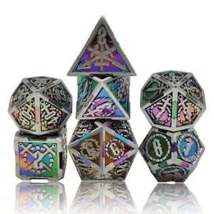 Metal Dice Set Polyhedron D20 Dungeons & Dragons DND RPG Sword Motif - Picture 1 of 29