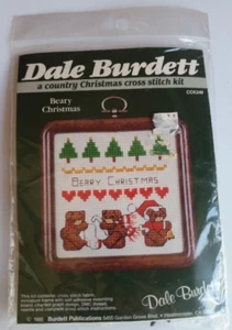 Dale Burdett Vintage Kreuzstich-Set Bärchen Weihnachten ~ 1986 ~ NEU ~ 4,5" Rahmen - Bild 1 von 3