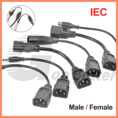 Power Supply Extension Cable IEC Male to DC 5.5mm x 2.1/2.5mm Female Plug Socket - Image 1 of 4
