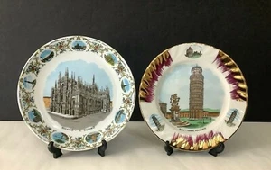 Pair Vintage IL DUOMO Milano & TORRE PENDENTE Pisa Italy 7-1/2’’ Souvenir Plates - Picture 1 of 5