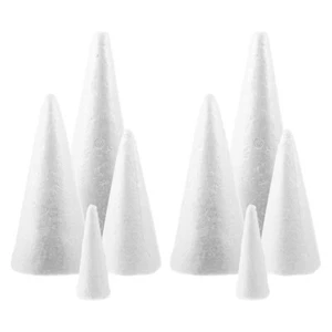 8Pcs Polystyrene Cones Shaped Blank Crafts Christmas - Picture 1 of 17