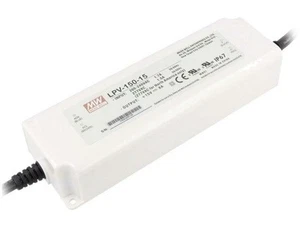 LPV-150-15 Power Supply: Pulse LED 120W 15VDC 8A 180-305VAC 254-431VDC IP67 M... - Picture 1 of 1