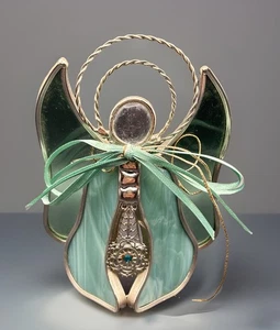 DECORATIVE STAINED GLASS TEA LIGHT ANGEL 8" - Picture 1 of 8