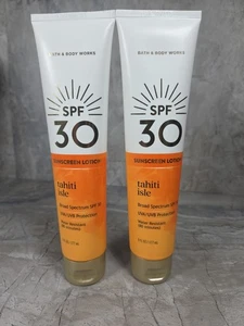 (2) Bath & Body Works Tahiti Isle crema solare lozione SPF 30 UVA/UVB 6 oz NUOVO - Foto 1 di 2