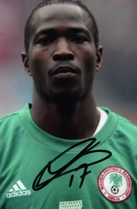 NIGERIA, PORTSMOUTH & LENS: JOHN UTAKA SIGNED 6x4 ACTION PHOTO+COA - Picture 1 of 1