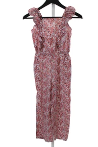 Jacadi Girls Cotton Floral Print Ruffled Strap Detail Jumpsuit Red Size 10 - Picture 1 of 5