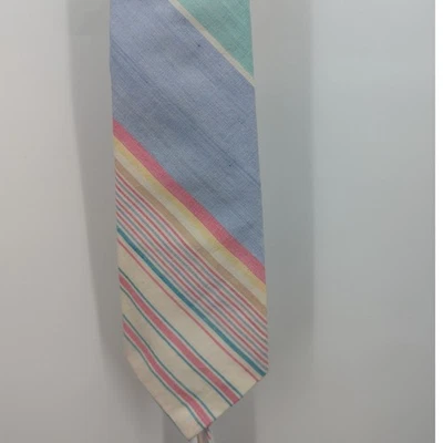 VTG Polo by Ralph Lauren Hand Made Pastel Striped 100% Cotton Tie USA 55" x 3.5" - Image 1 of 4