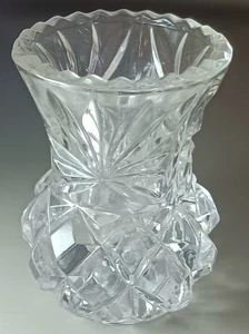 Vintage Lead Crystal Toothpick Holder Sawtooth Cut Glass Pineapple Style - Picture 1 of 6