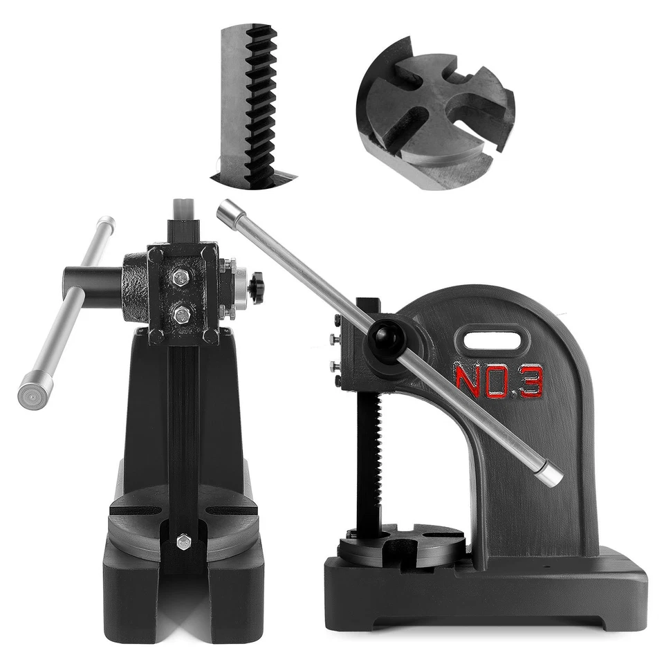 Prensa de arco de trinquete de 3 toneladas, prensa de escritorio manual industrial de hierro fundido 101 lb Foto 1 de 4