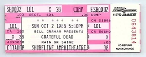 Grateful Dead Untorn Concert Ticket Stub October 2 1988 Mountain View California - Picture 1 of 2