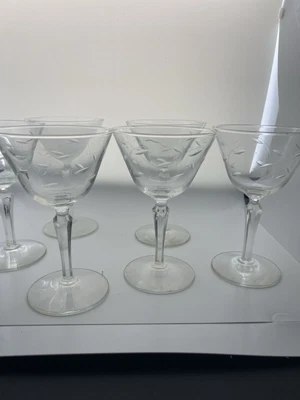 Vintage Libbey “Windswept” Cocktail Glass (set Of 6) - Image 1 of 3