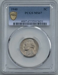 1940 Jefferson Nickel PCGS MS67 (only 4 finer) UNC 5c BU Gem - Picture 1 of 5
