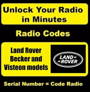 ✅ Land Rover Radio Unlock Code Pin by Serial Number ✅ Visteon And Becker Models - Picture 1 of 3