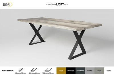 2x TISCHBEINE TISCHGESTELL TISCHKUFEN METALL STAHL TISCHFÜßE INDUSTRIAL TISCH Z - Bild 1 von 4