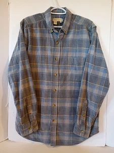 Vntg Territory Ahead Corduroy Shirt Men M Blue Gray Plaid Button Down Rustic 80s - Picture 1 of 7