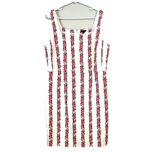 Ann Taylor Gr. 14 weiß rot Blumen Kleid ärmellos Reißverschluss Futter Baumwolle Elasthan - Bild 1 von 9