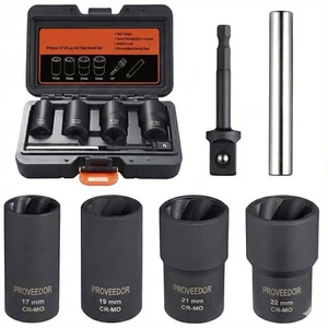 6-teilig Lug Nut Remover Werkzeug 1/2 Zoll Antrieb Schlagschrauber Steckschlüsselsatz Auszieher Tuercas Oxidadas - Bild 1 von 6