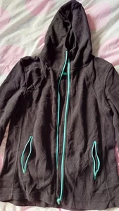 Damen Fleece schwarz mit grünem Reißverschluss - Bild 1 von 2