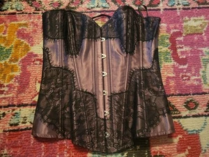 Adore me womens purple and black lace corset size xs boudior sexy lingerie - Picture 1 of 6