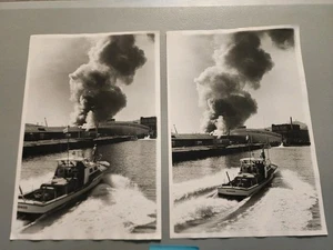 1973 Fotos US Coast Guard Assists San Francisco CA Fire Boat 3 Alarm Islais Cr. - Bild 1 von 7