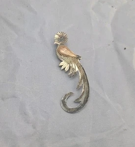 Vintage Guatemala geätzte Quetzal Vogel Anstecknadel Brosche 18k Gold Flügel 0,800 Silber Körper - Bild 1 von 5