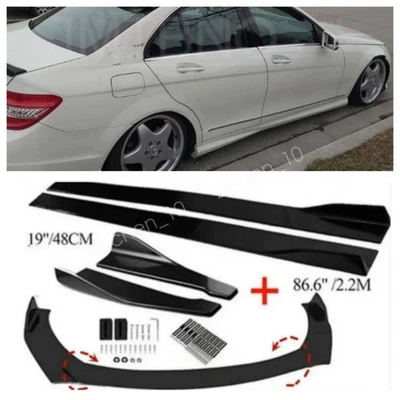 For Mercedes Benz C300 C350 Front Bumper Lip Splitter Side Skirts Rear Lip Foto 1 de 4