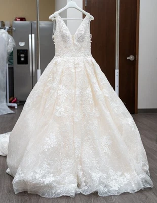 Seim 白色蕾丝新娘礼服袖子美国 12 码 — 第 1/4 张图片