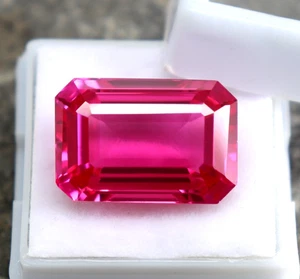 Mined Pink Ruby Gemstone 22CT Emerald Cut Certified Ruby Faceted Stone AAA Loose - Picture 1 of 7
