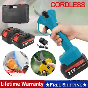 2 Batteries Pruning Shears Cordless Electric Secateurs Garden Branch Pruner UK - Picture 1 of 11