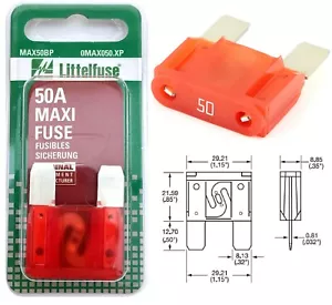 Littelfuse Maxi Blade Fuse 50 Amp Red MAX50BP 1 pc Replacement EO Quality Fit - Picture 1 of 12
