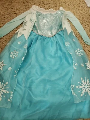 Disney Store Frozen Girl Youth Queen Elsa Dress Halloween Costume Sz 9/10 Sequin - Image 1 of 4