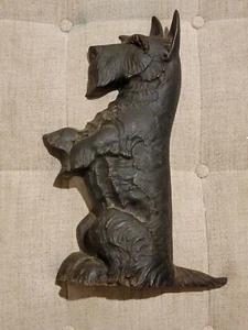 Antique Large Size Cast Iron Scottish Terrier Dog Doorstop Scotty Black 17" - Picture 1 of 9