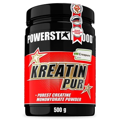 POWERSTAR FOOD KREATIN PUR 100% Creatine Monohydrat Creapure® Kraftsteigerung 500g Pulver