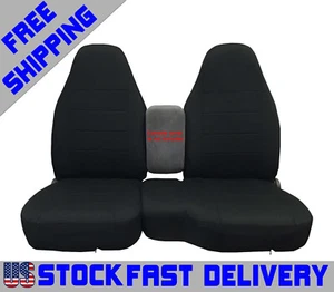 Fundas de asiento de camioneta algodón negro sólido para Ford Ranger 2004-2012 60/40 respaldo alto - Imagen 1 de 8