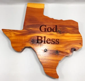 God Bless Texas Cedar Wood Plaque - Picture 1 of 10