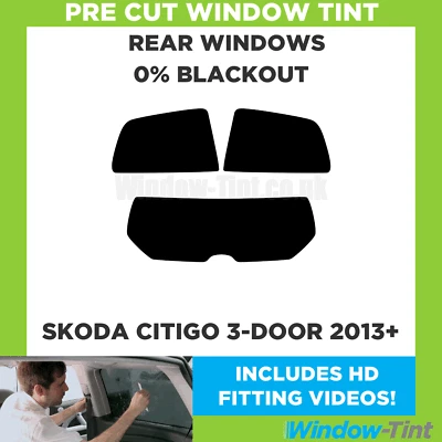 Für Skoda Citigo 3-door 2013 + Vor Cut Fenster Getönt Heck 0% Blackout Folie - Image 1 of 4