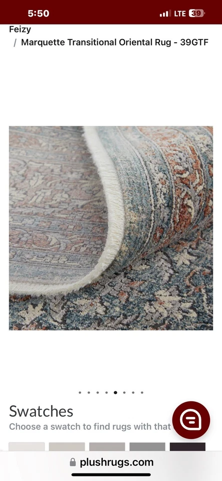 Alfombra Oriental Transicional Feizy Marquette 2’8” X 12’ Azul Multi 39GTF $2683 NUEVA Foto 1 de 4