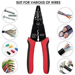 Wire Cable Screws Stripper Cutter Crimper Shearer Snipper Pliers Grip Multi-Tool - Picture 1 of 9