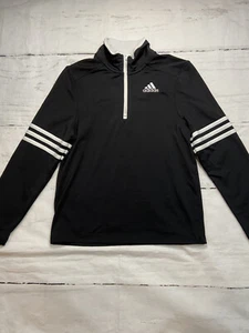 Adidas Boys 1/4 Zip Pull Over Black White Size 8 Small Athletic Wear EUC - Picture 1 of 6