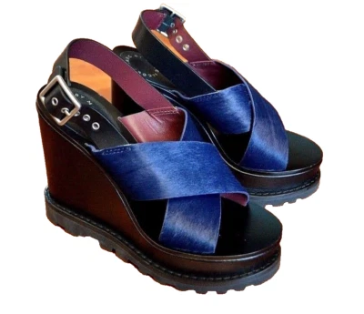  Sandalias de cuña Marc by Marc Jacobs IRVING con suela de piel azul 38,5/8 M nuevas sin caja $380 Foto 1 de 4