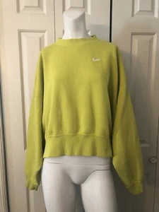 Nike Damen S Relaxed Fit Pullover Sweatshirt Gelb Neon Chartreuse Crop - Bild 1 von 8