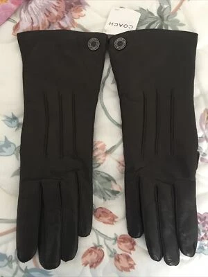 Nuevos guantes de cuero Coach forro de cachemir marrón talla 7 nuevos con etiquetas Foto 1 de 4