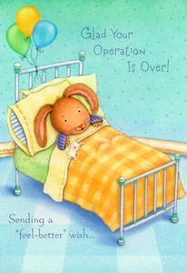 Nice GET WELL SOON OPERATION Card FOR KID, Cute Rabbit Hospital by Hallmark +✉ - Picture 1 of 5