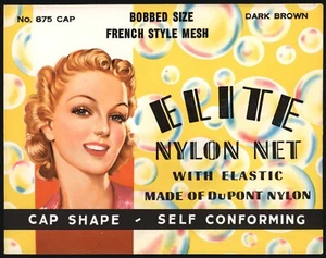 Vintage hair net ELITE NYLON NET Bobbed Size Dupont woman picture unused n-mint+ - Picture 1 of 3