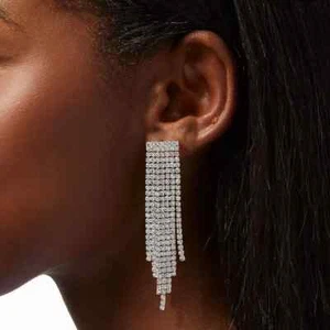 NORDSTROM Crystal Fringe Drop Earrings PROM - Picture 1 of 5