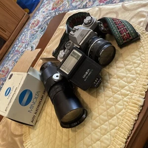 Nikkormat Nikon 50mm Camera Parts Only Minolta Flash Also Lens Included - Picture 1 of 11